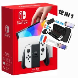 NINTENDO SWITCH OLED WHITE + ערכת אביזרים 12IN1